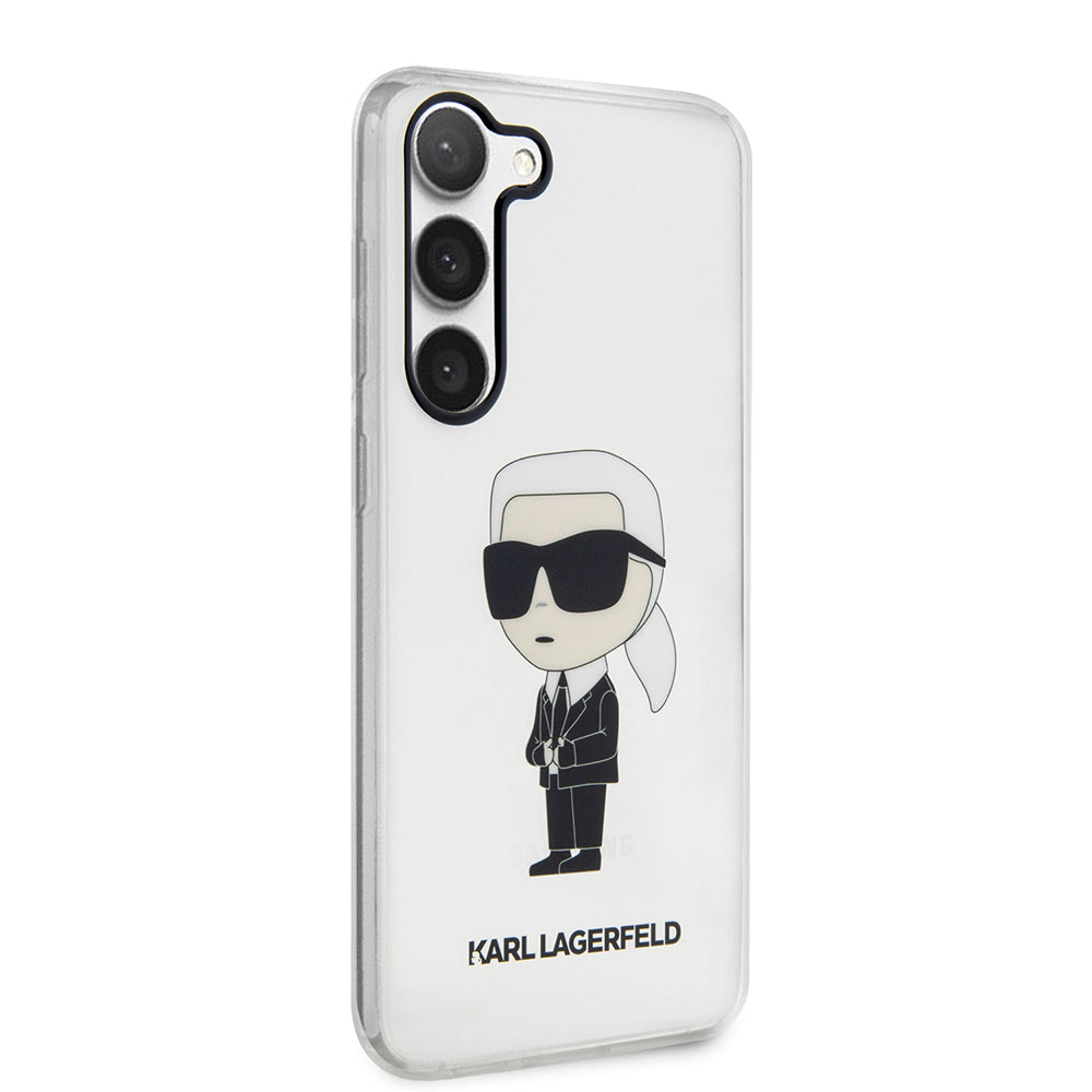 Custodia per Samsung Galaxy S23 S911, Karl Lagerfeld, Ikonik Karl, Trasparente