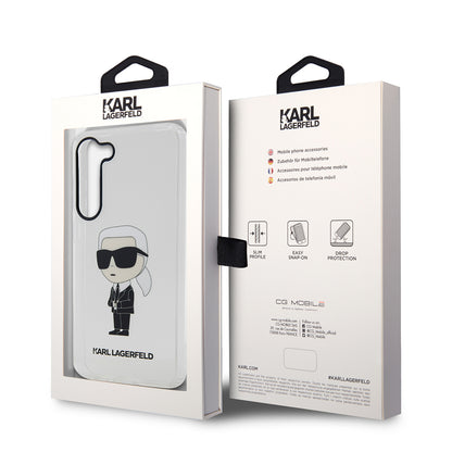 Custodia per Samsung Galaxy S23 S911, Karl Lagerfeld, Ikonik Karl, Trasparente