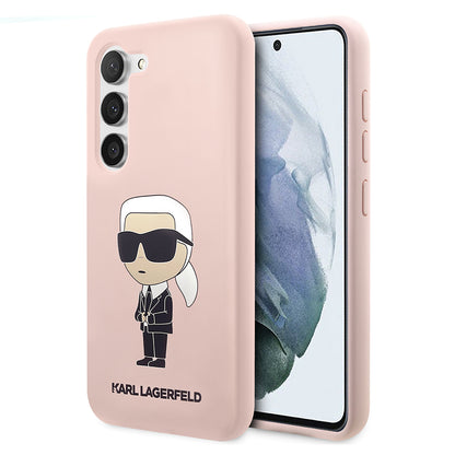 Custodia per Samsung Galaxy S23 S911, Karl Lagerfeld, Silicone Ikonik Karl, Rosa