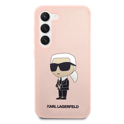 Custodia per Samsung Galaxy S23 S911, Karl Lagerfeld, Silicone Ikonik Karl, Rosa