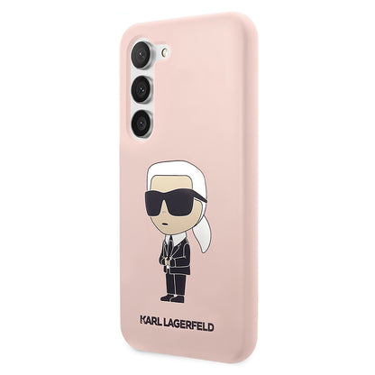 Custodia per Samsung Galaxy S23 S911, Karl Lagerfeld, Silicone Ikonik Karl, Rosa