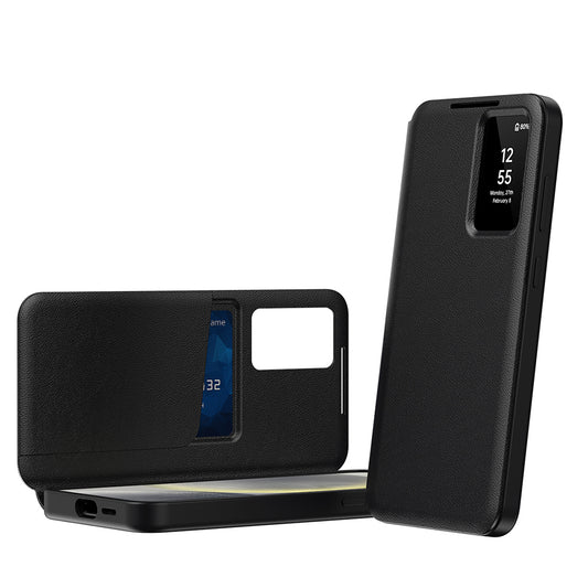 Custodia per Samsung Galaxy S23 S911, Techsuit, SmartView, Nera