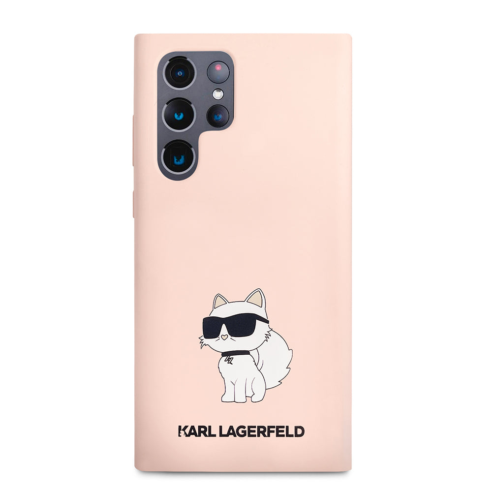 Custodia per Samsung Galaxy S23 Ultra S918, Karl Lagerfeld, Silicone Choupette, Rosa