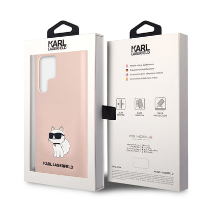 Custodia per Samsung Galaxy S23 Ultra S918, Karl Lagerfeld, Silicone Choupette, Rosa