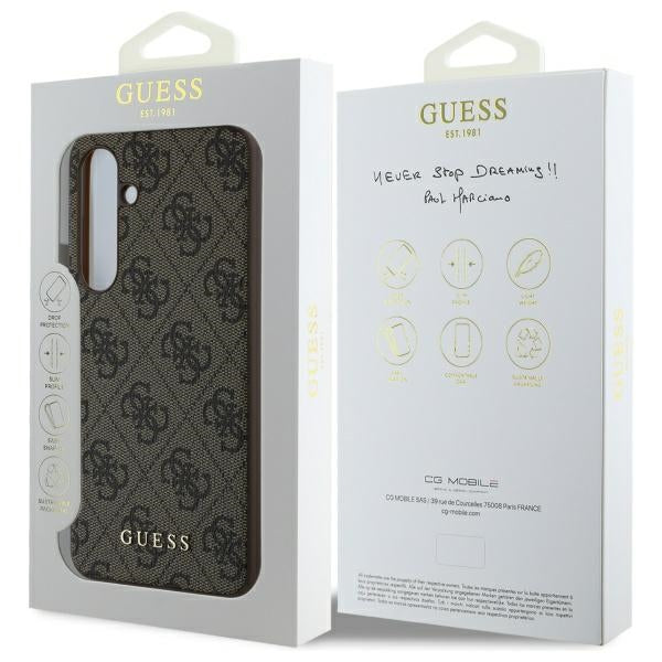 Custodia per Samsung Galaxy S24 FE S721, Guess, 4G Charm, Marrone
