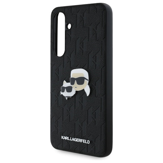 Custodia per Samsung Galaxy S24 FE S721, Karl Lagerfeld, Monogramma Karl & Choupette's Heads, Nera