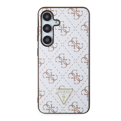 Custodia per Samsung Galaxy S24+ S926, Guess, 4G Triangle Logo, Bianca