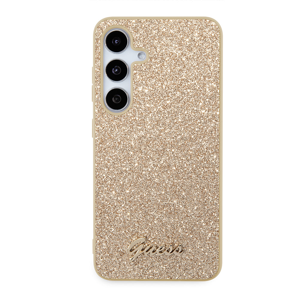 Custodia per Samsung Galaxy S24+ S926, Guess, Glitter Script, Dorata