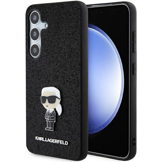 Custodia per Samsung Galaxy S24+ S926, Karl Lagerfeld, Glitter Ikonik Karl Logo, Nera