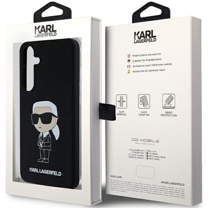 Custodia per Samsung Galaxy S24+ S926, Karl Lagerfeld, Silicone Ikonik NFT, Nera