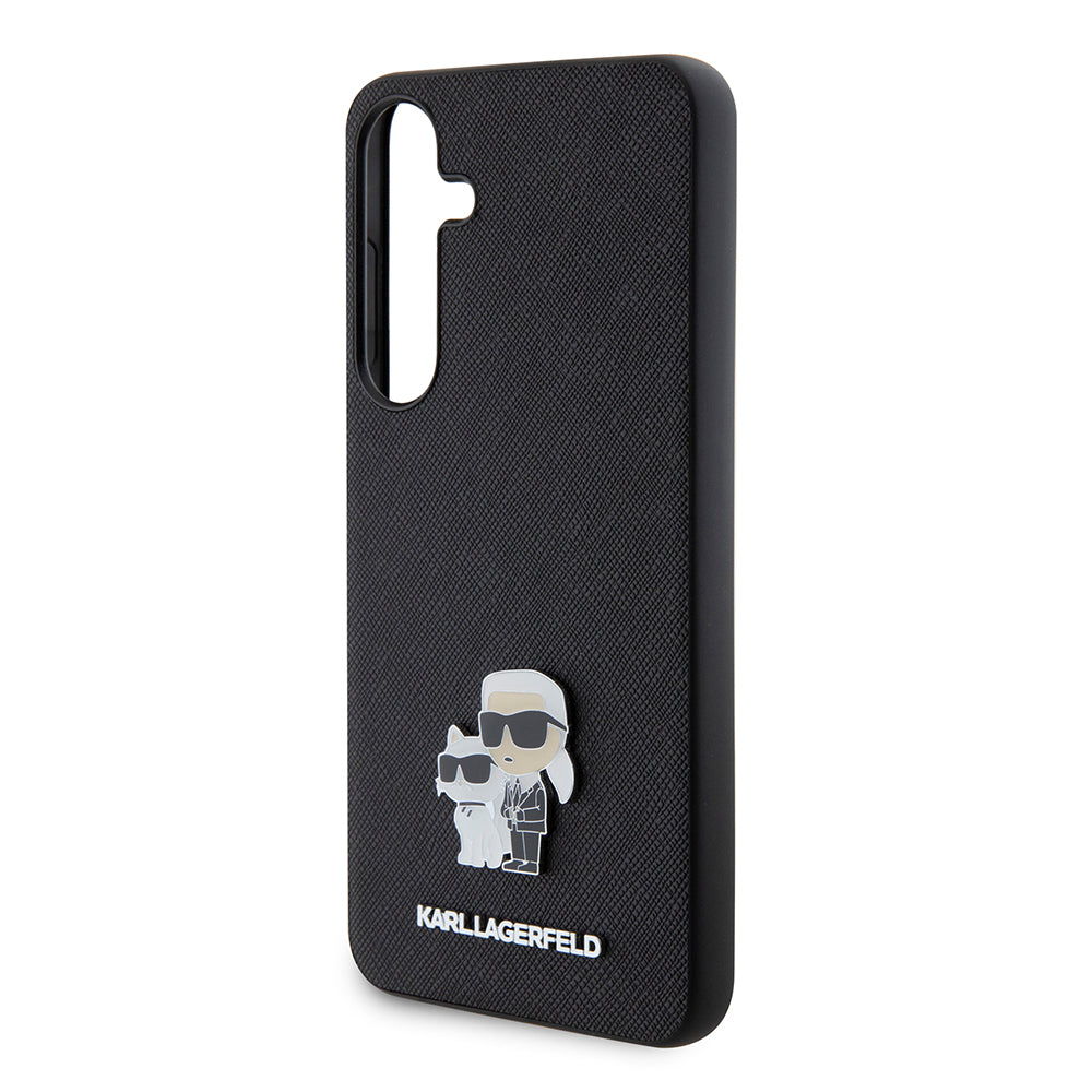 Case for Samsung Galaxy S24+ S926, Karl Lagerfeld, Saffiano Karl & Choupette Metal, Black