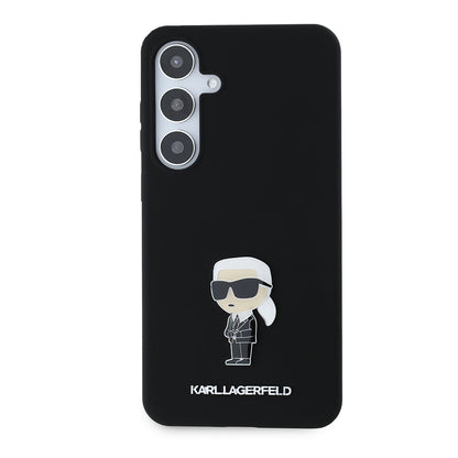 Custodia per Samsung Galaxy S24+ S926, Karl Lagerfeld, Silicone Ikonik Karl Metal, Nera