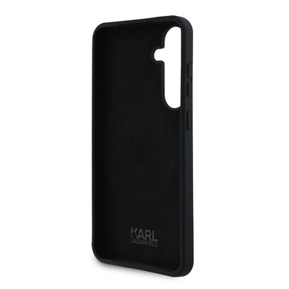 Custodia per Samsung Galaxy S24+ S926, Karl Lagerfeld, Silicone Ikonik Karl Metal, Nera