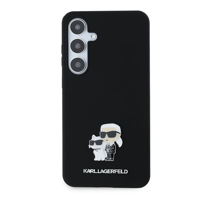 Custodia per Samsung Galaxy S24+ S926, Karl Lagerfeld, Silicone Karl & Choupette Metal, Nera