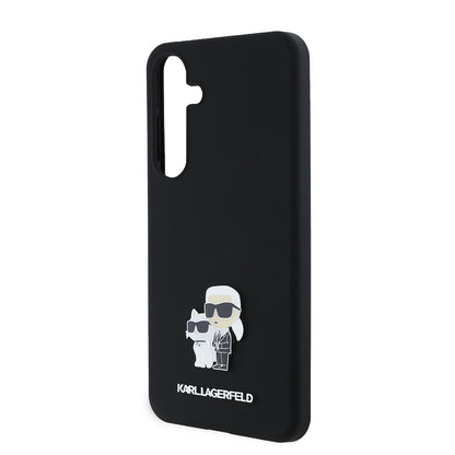 Custodia per Samsung Galaxy S24+ S926, Karl Lagerfeld, Silicone Karl & Choupette Metal, Nera