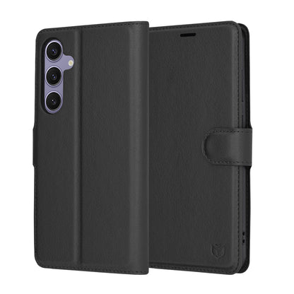 Custodia per Samsung Galaxy S24+ S926, Techsuit, Leather Folio, Nera