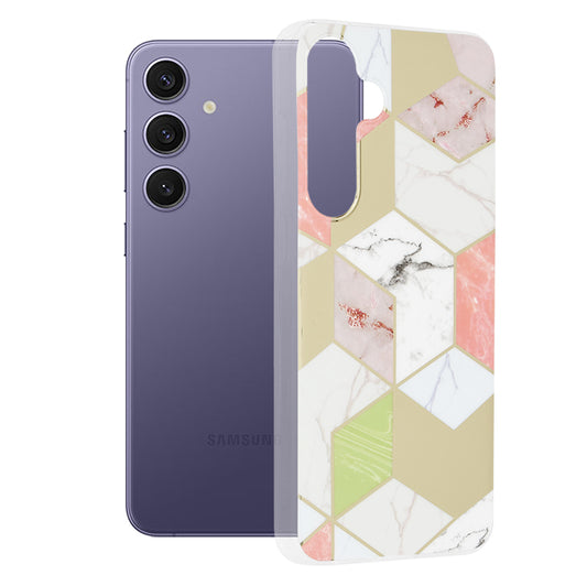 Custodia per Samsung Galaxy S24+ S926, Techsuit, Marble, Viola