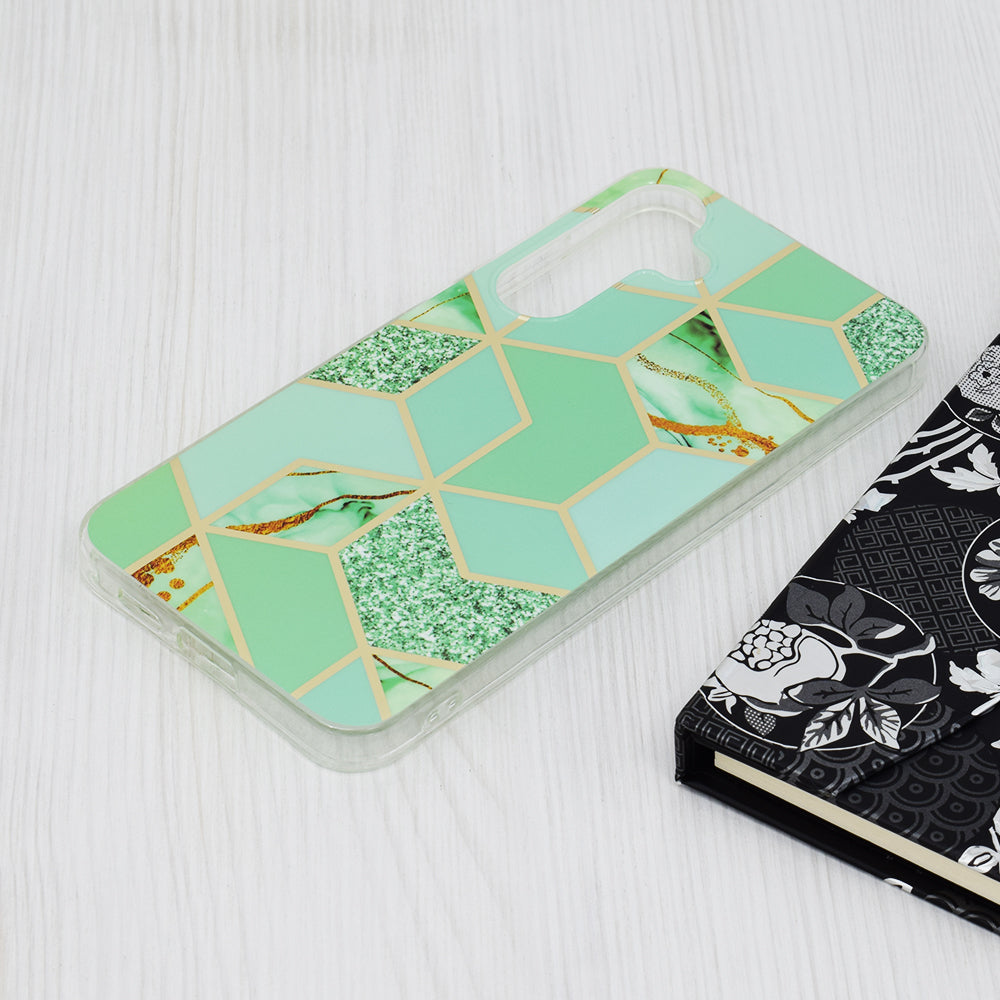 Custodia per Samsung Galaxy S24+ S926, Techsuit, Marble, Verde