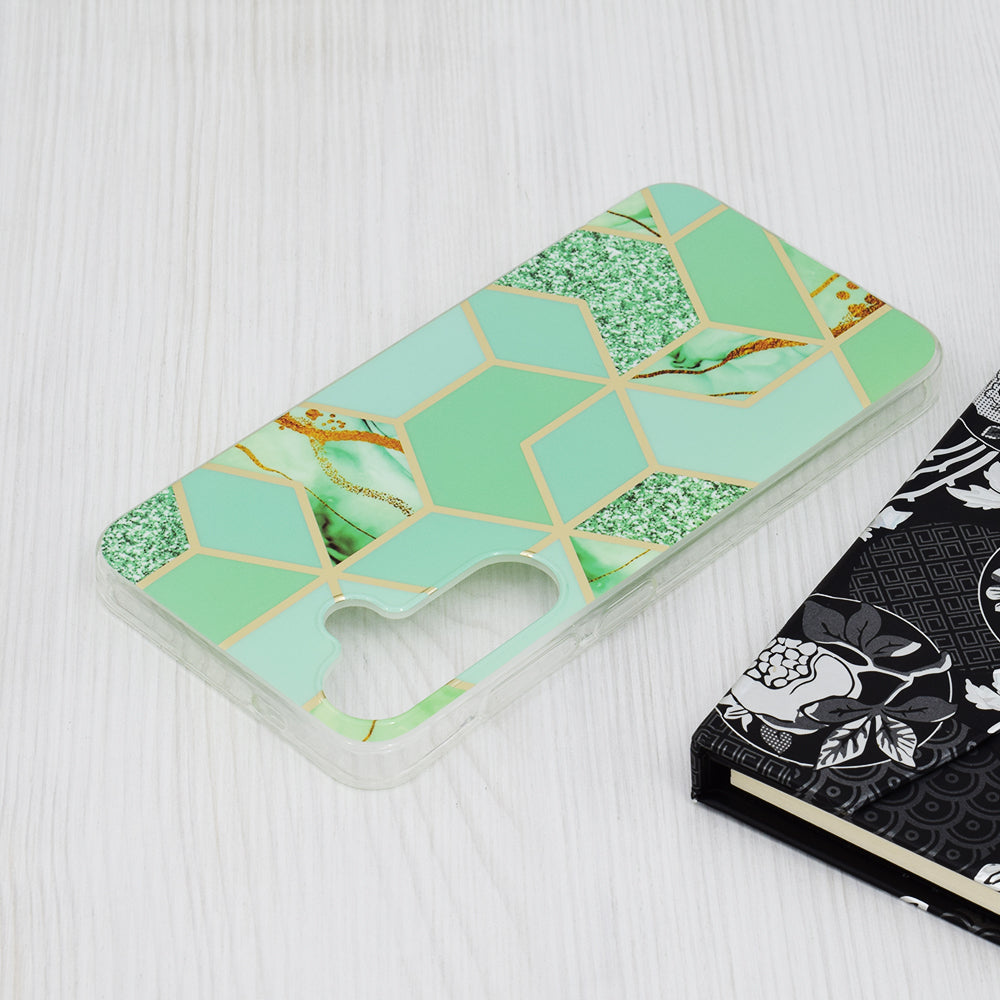 Custodia per Samsung Galaxy S24+ S926, Techsuit, Marble, Verde