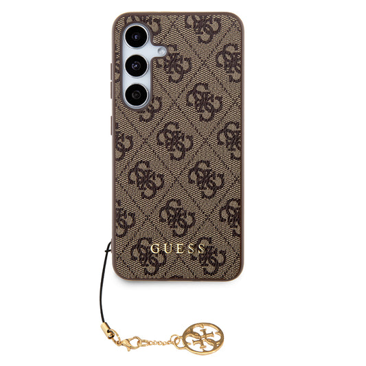 Custodia per Samsung Galaxy S24 S921, Guess, 4G Charm, Marrone