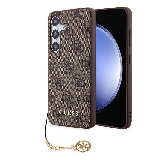 Custodia per Samsung Galaxy S24 S921, Guess, 4G Charm, Marrone