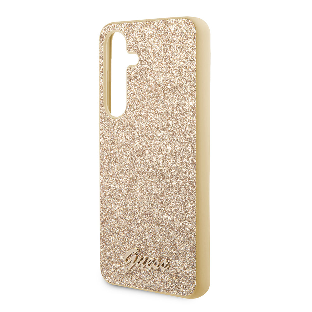 Custodia per Samsung Galaxy S24 S921, Guess, Glitter Script, Dorata