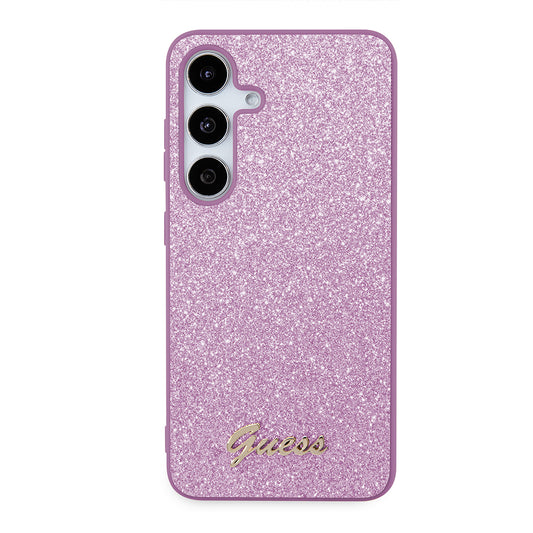 Custodia per Samsung Galaxy S24 S921, Guess, Glitter Script, Viola