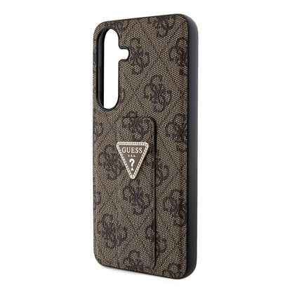 Custodia per Samsung Galaxy S24 S921, Guess, Grip Stand 4G Triangle Strass, Marrone