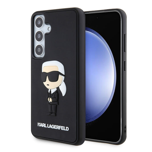 Custodia per Samsung Galaxy S24 S921, Karl Lagerfeld, 3D Rubber Ikonik Karl, Nera