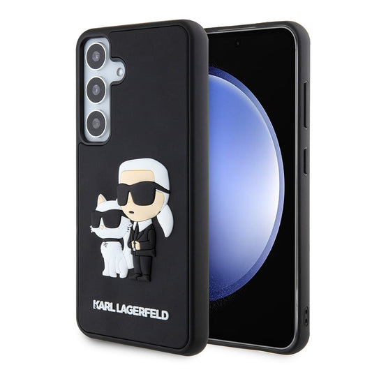 Custodia per Samsung Galaxy S24 S921, Karl Lagerfeld, 3D Rubber Karl & Choupette, Nera