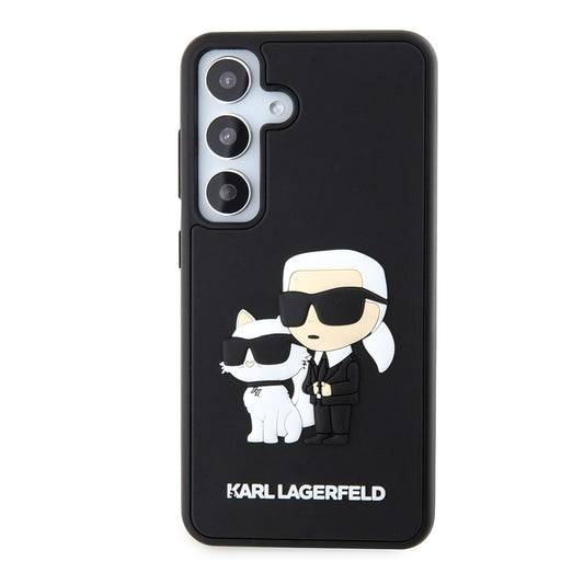 Custodia per Samsung Galaxy S24 S921, Karl Lagerfeld, 3D Rubber Karl & Choupette, Nera