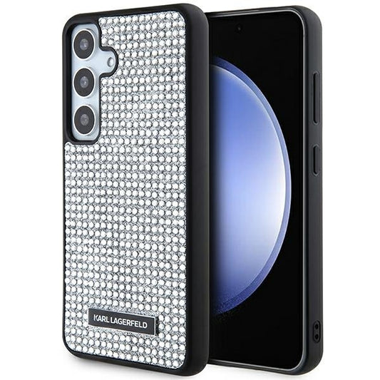 Custodia per Samsung Galaxy S24 S921, Karl Lagerfeld, Rhinestone Metal Plate, Argento