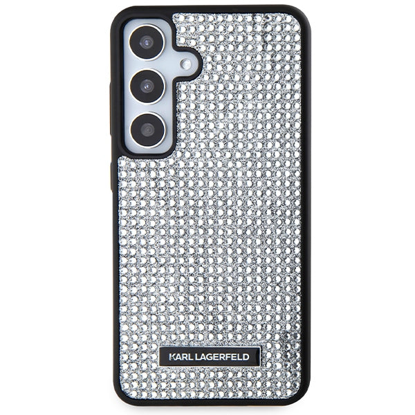 Custodia per Samsung Galaxy S24 S921, Karl Lagerfeld, Rhinestone Metal Plate, Argento
