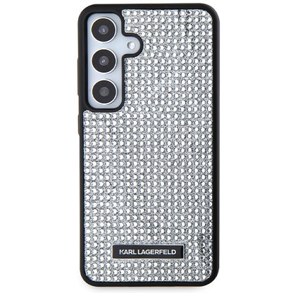 Custodia per Samsung Galaxy S24 S921, Karl Lagerfeld, Rhinestone Metal Plate, Argento