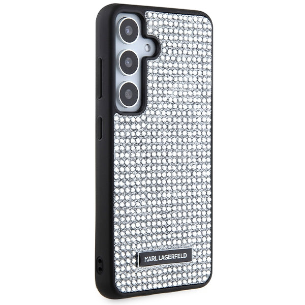 Custodia per Samsung Galaxy S24 S921, Karl Lagerfeld, Rhinestone Metal Plate, Argento
