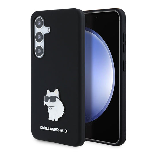 Custodia per Samsung Galaxy S24 S921, Karl Lagerfeld, Silicone Choupette, Nera