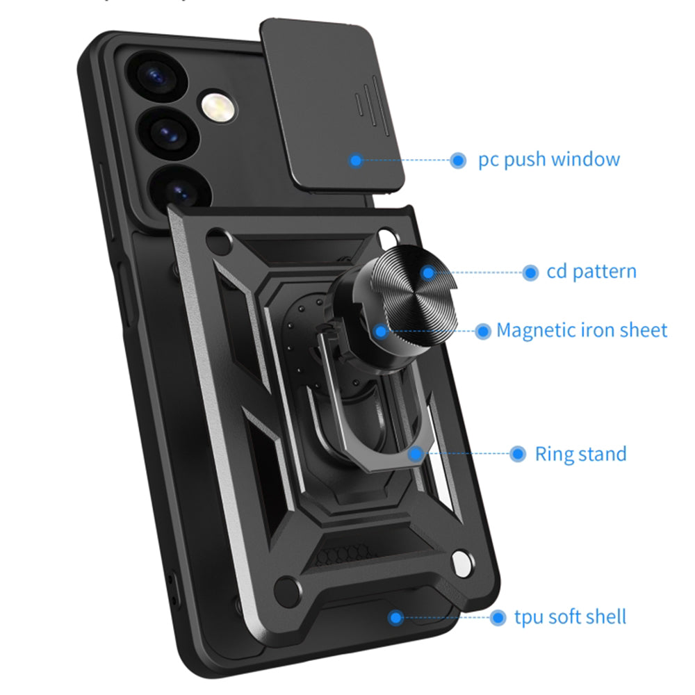 Custodia per Samsung Galaxy S24 S921, Techsuit, CamShield, Nera
