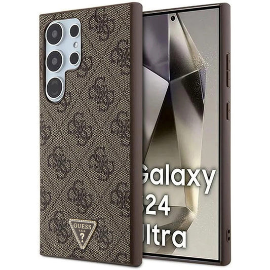 Custodia per Samsung Galaxy S24 Ultra S928, Guess, 4G Triangle Strass, Marrone