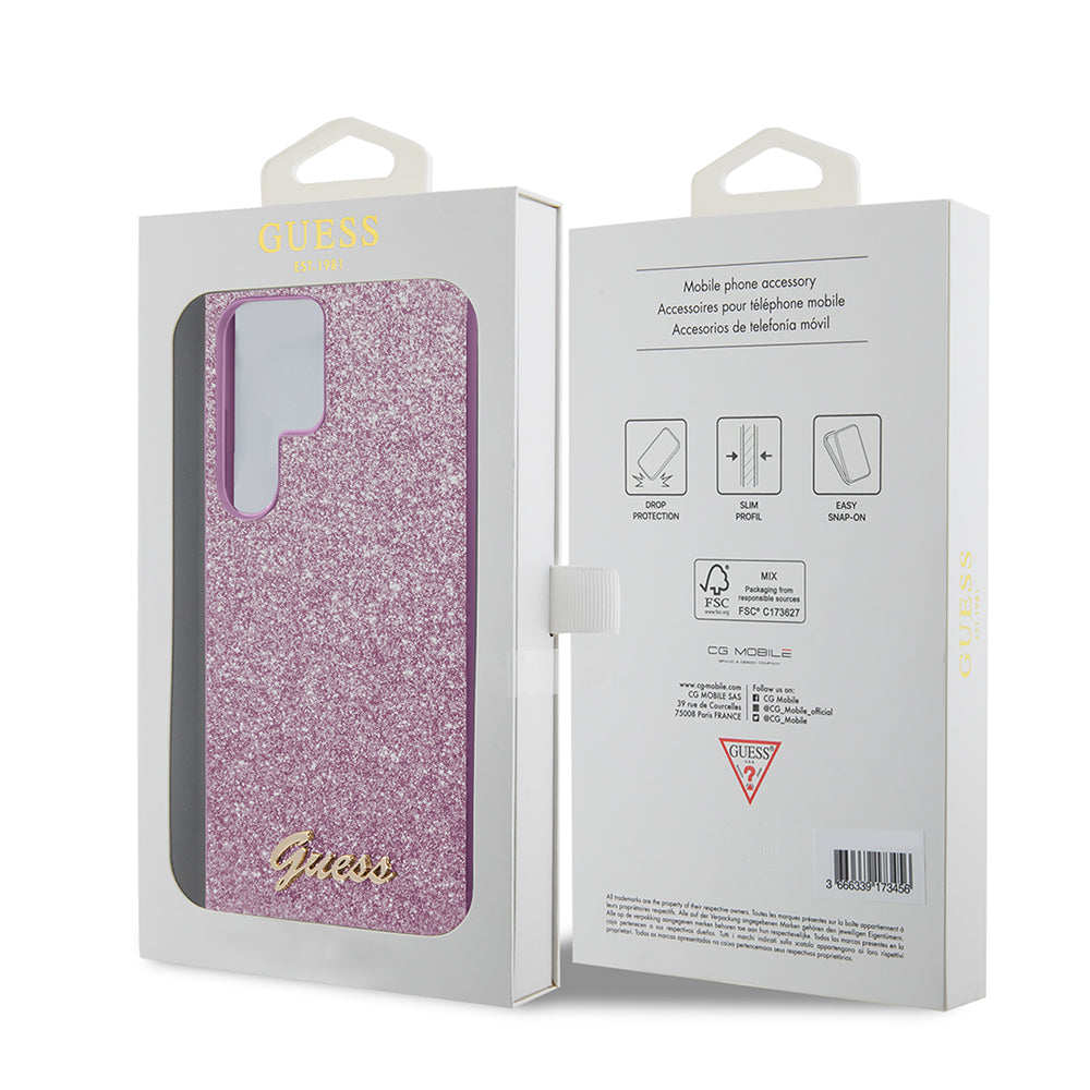 Custodia per Samsung Galaxy S24 Ultra S928, Guess, Glitter Script, Dorata