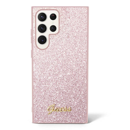 Custodia per Samsung Galaxy S24 Ultra S928, Guess, Glitter Script, Rosa