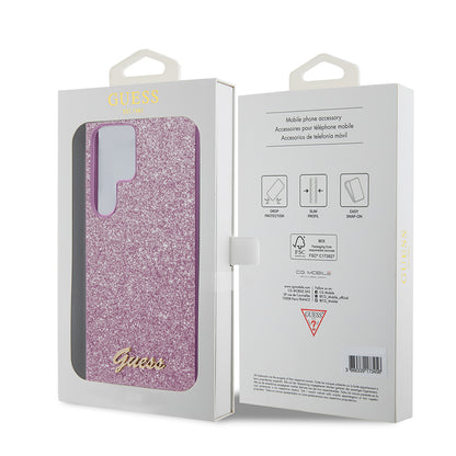Custodia per Samsung Galaxy S24 Ultra S928, Guess, Glitter Script, Rosa