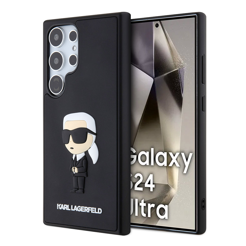 Custodia per Samsung Galaxy S24 Ultra S928, Karl Lagerfeld, 3D Rubber Ikonik Karl, Nera