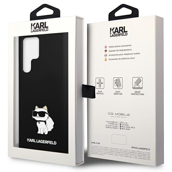 Custodia per Samsung Galaxy S24 Ultra S928, Karl Lagerfeld, Silicone Choupette NFT, Nera