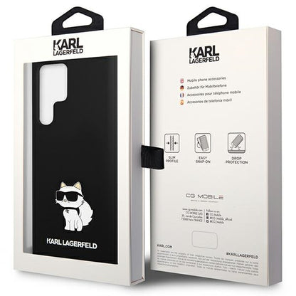 Custodia per Samsung Galaxy S24 Ultra S928, Karl Lagerfeld, Silicone Choupette NFT, Nera