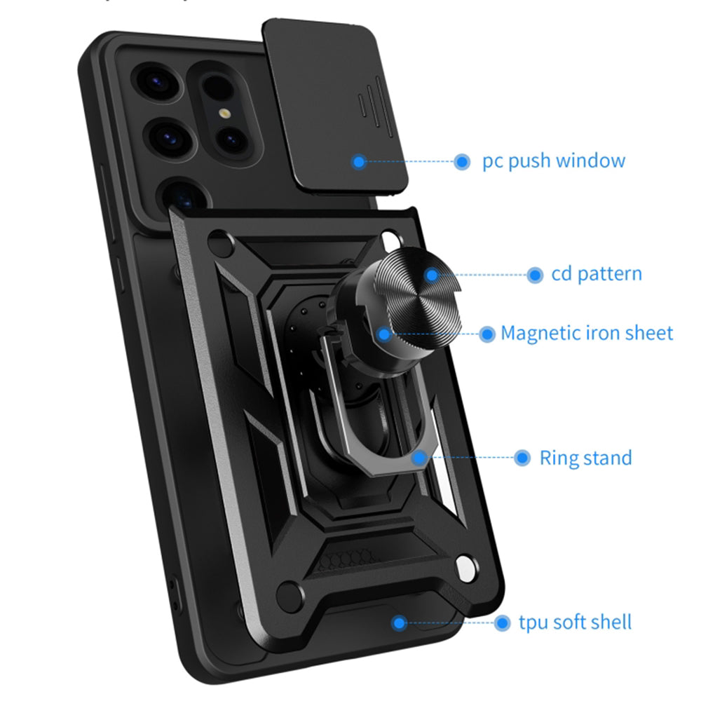 Custodia per Samsung Galaxy S24 Ultra S928, Techsuit, CamShield, Nera