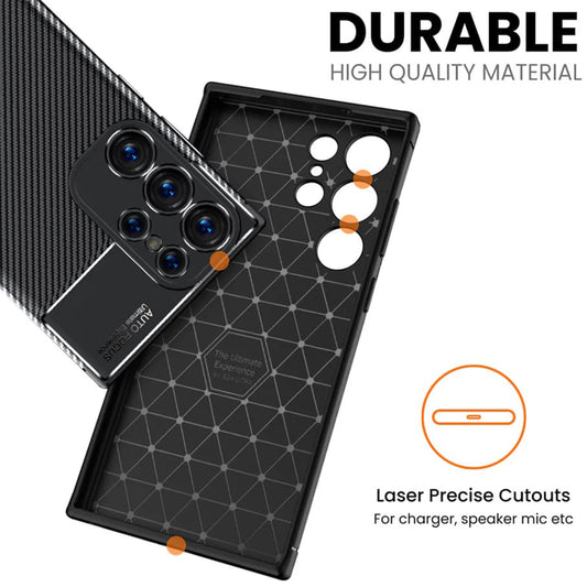 Custodia per Samsung Galaxy S24 Ultra S928, Techsuit, CarbonFiber, Nera