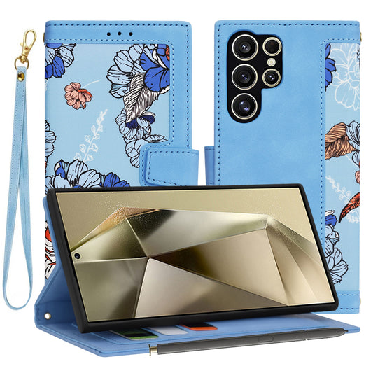 Custodia per Samsung Galaxy S24 Ultra S928, Techsuit, FlipCraft, Blu
