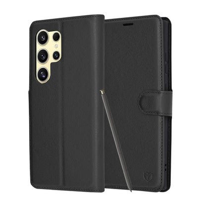 Custodia per Samsung Galaxy S24 Ultra S928, Techsuit, Leather Folio, Nera