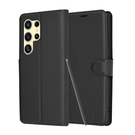 Custodia per Samsung Galaxy S24 Ultra S928, Techsuit, Leather Folio, Nera