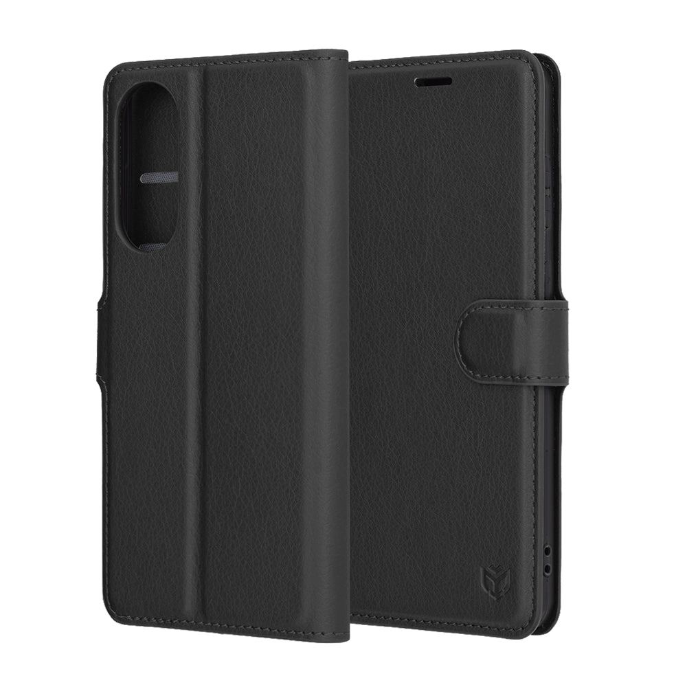 Custodia per Samsung Galaxy S25 Edge S937, Techsuit, Leather Folio, Nera